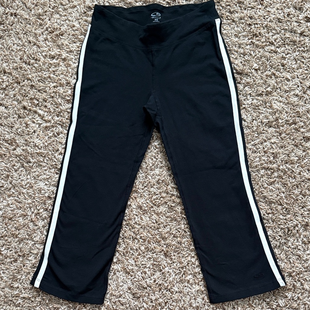 Champion Black Capris White Stripe Women’s XS Activewear Workout Leisure
